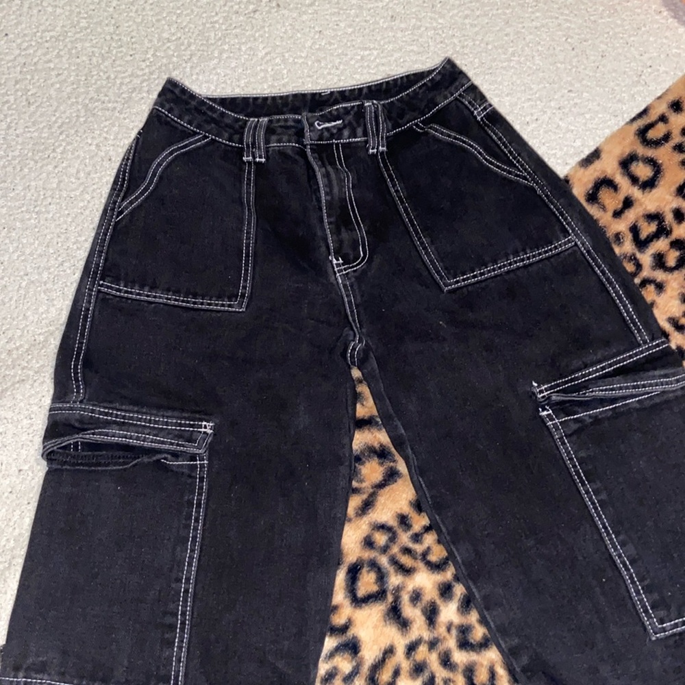 PETITE High Waist Flap Pocket Cargo Jeans
